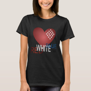 Red White and Blue Diamond Heart T-Shirt