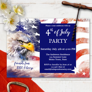 Red White and Blue Eagle 4th of July Party Invitation