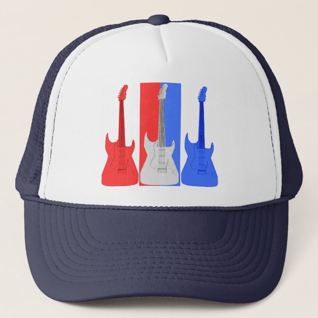 Red White and Blue Electric Guitars Hat (Front)
