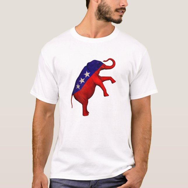 Red White And Blue Elephant T-Shirt (Front)