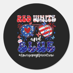 Red White And Blue Emergency Crew Emergency Nurse Classic Round Sticker