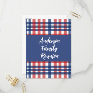 Red, White and Blue Family Reunion  Invitation Postcard