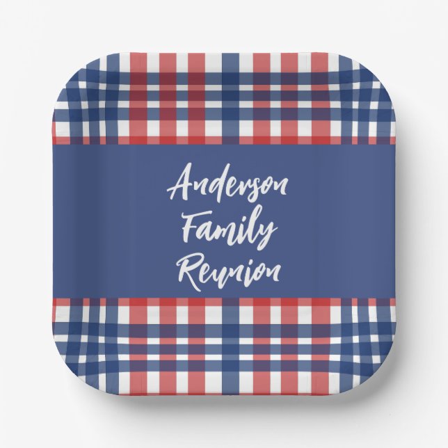 Red, White and Blue Family Reunion  Paper Plate (Front)