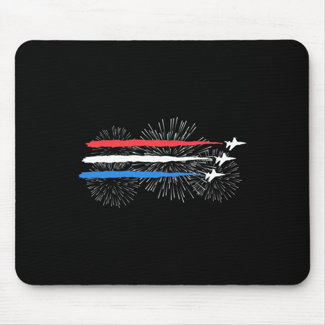 Red White And Blue Fighter Jets With Fireworks 4th Mouse Mat (Front)