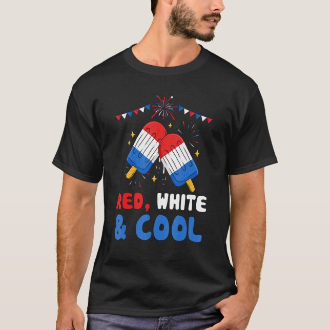 Red White And Blue Fireworks 4th Of July American  T-Shirt (Front)