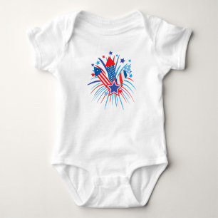 Red, white and blue fireworks, 4th of July Baby Bodysuit