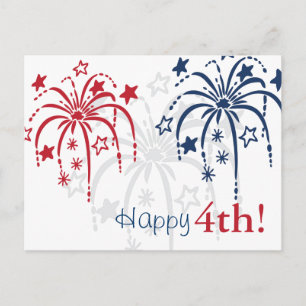 Red White and Blue Fireworks 4th of July Postcards