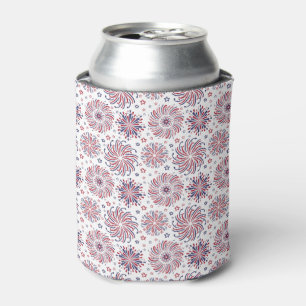  Red White and Blue Fireworks  Can Cooler