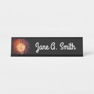 Red, White and Blue Fireworks I Patriotic Desk Name Plate