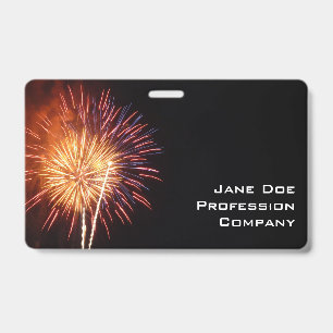 Red, White and Blue Fireworks I Patriotic ID Badge