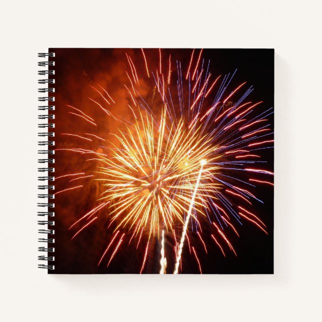 Red, White and Blue Fireworks I Patriotic Notebook (Front)