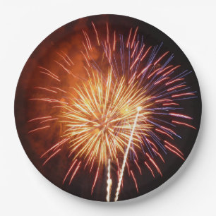Red, White and Blue Fireworks I Patriotic Paper Plate