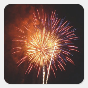 Red, White and Blue Fireworks I Patriotic Square Sticker