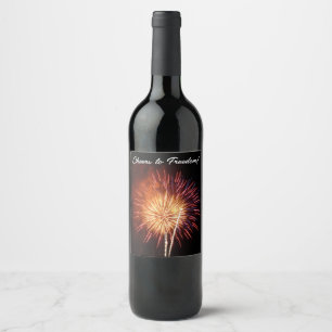 Red, White and Blue Fireworks I Patriotic Wine Label