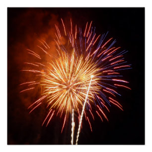 Red, White and Blue Fireworks I Poster