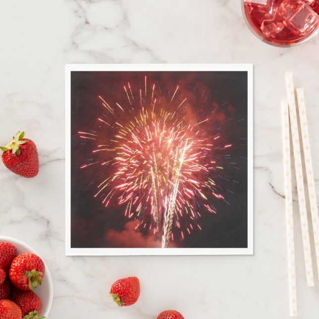 Red, White and Blue Fireworks II Patriotic Napkin (Insitu)