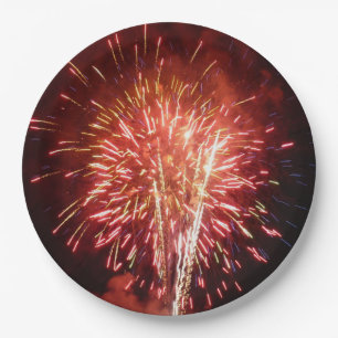 Red, White and Blue Fireworks II Patriotic Paper Plate