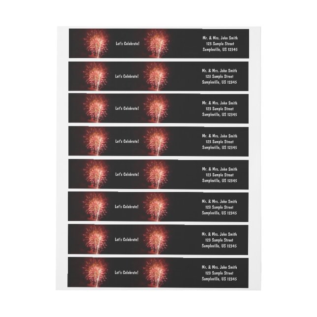Red, White and Blue Fireworks II Patriotic Wrap Around Label (Sheet)