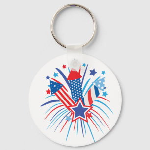 Red, white and blue fireworks key ring