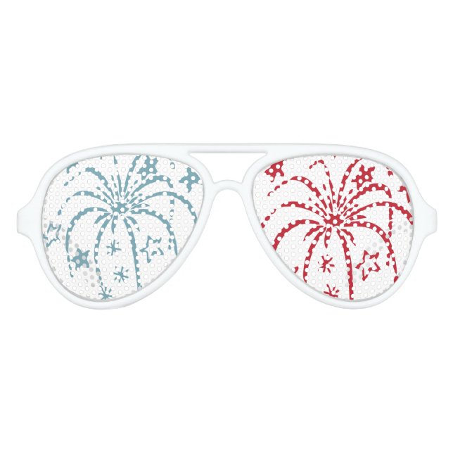 Red White and Blue Fireworks Party Sunglasses (Front)