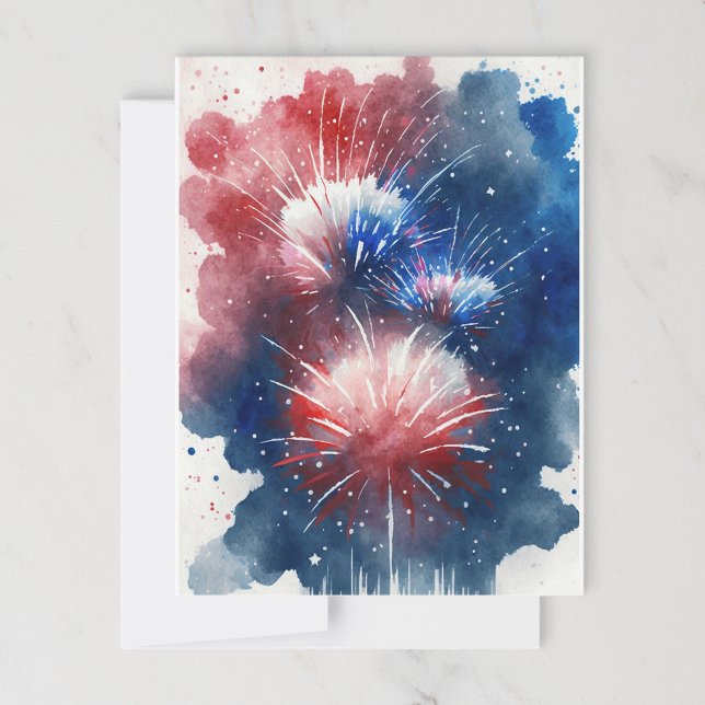Red White and Blue Fireworks Postcard (Creator Uploaded)