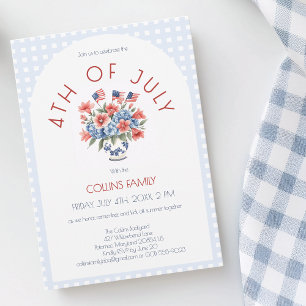 Red White and Blue Flag 4th of July Summer Party Invitation