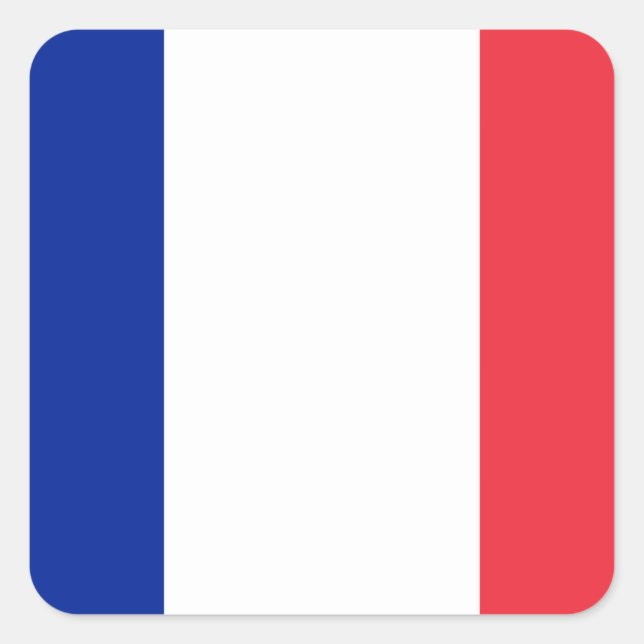 Red White and Blue Flag of France Square Sticker (Front)