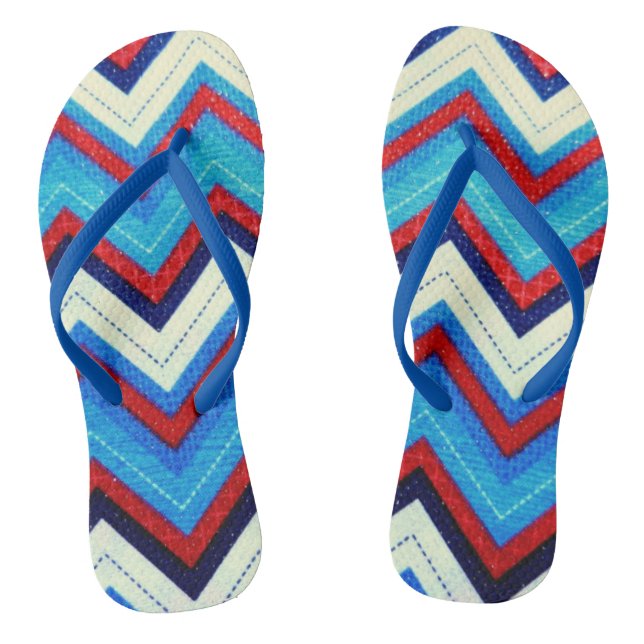 Red White and Blue Flip Flops (Footbed)