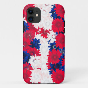 Red white and blue floral iPhone 11 case