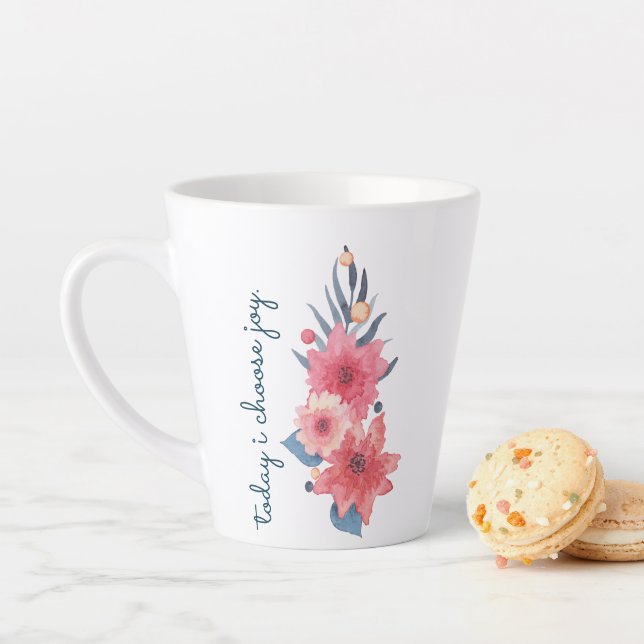 Red, White And Blue Floral Design Latte Mug (In Situ)