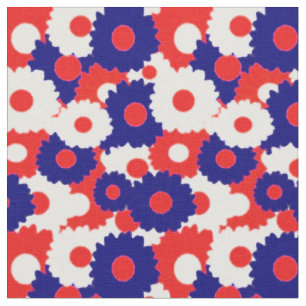 Red, White and Blue Floral Fabric