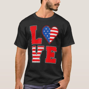 Red White And Blue  For Women Girl Love American F T-Shirt