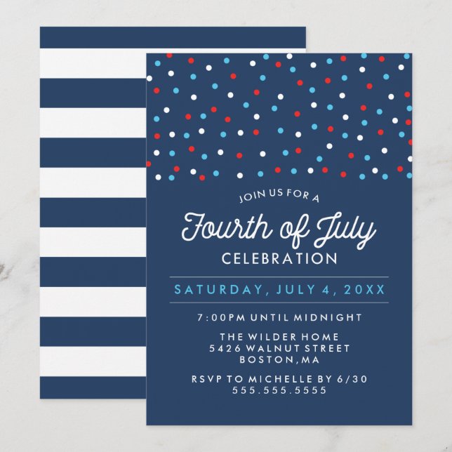 Red White and Blue | Fourth of July Celebration Invitation (Front/Back)