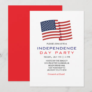 Red White and Blue Fourth of July Independence Day Invitation