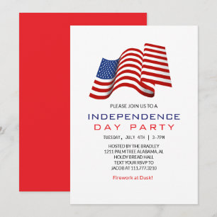Red White and Blue Fourth of July Independence Day Invitation