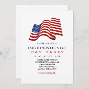 Red White and Blue Fourth of July Independence Day Invitation