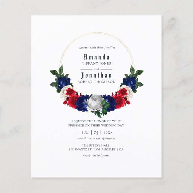 Red White and Blue Fourth of July Wedding Flyer (Front)