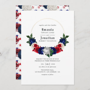 Red White and Blue Fourth of July Wedding Invitation