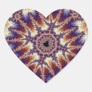 Red, White and Blue Fractal Birthday Heart Sticker