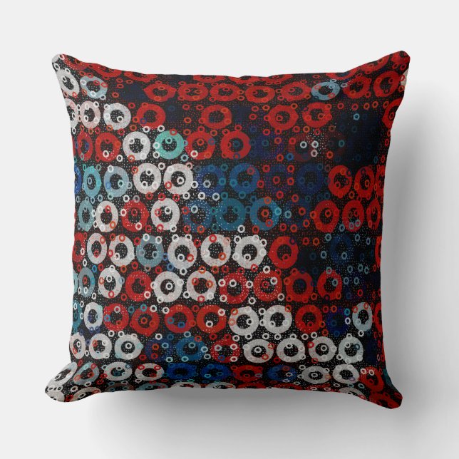 Red White and Blue Geometric Cushion (Front)