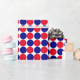 Red, White and Blue Geometric Pattern of Circles Wrapping Paper