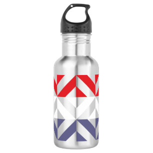 Red White and Blue Geometric ZigZag 532 Ml Water Bottle