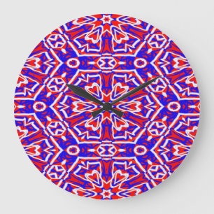 Red, White and Blue Geometrics Large Clock