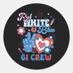 Red White And Blue Gi Crew Endoscopy Rn Nurse 4th Classic Round Sticker