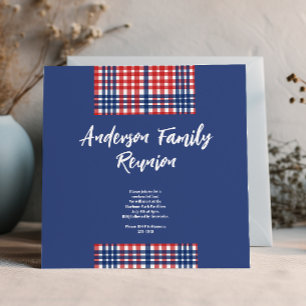 Red, White and Blue Gingham Family Reunion Invitation
