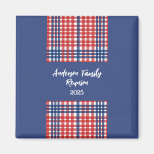 Red, White and Blue Gingham Family Reunion Magnet