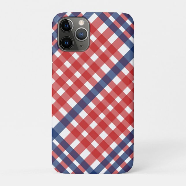 Red White and Blue Gingham Plaid Case-Mate iPhone Case (Back)