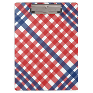 Red White and Blue Gingham Plaid Clipboard