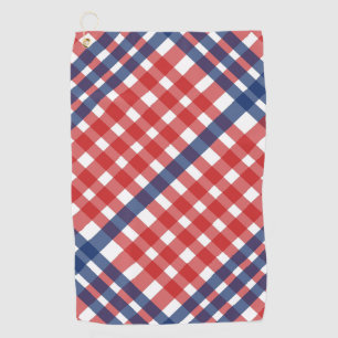 Red White and Blue Gingham Plaid Golf Towel