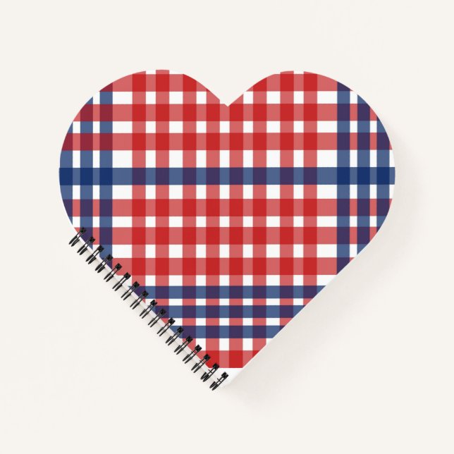 Red White and Blue Gingham Plaid Notebook (Front)